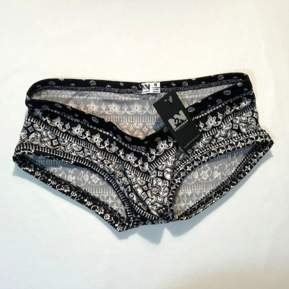 N2N Bodywear Size L Provence Micro Boxer Briefs/Trunks - Black/White - Batik - Picture 5 of 14